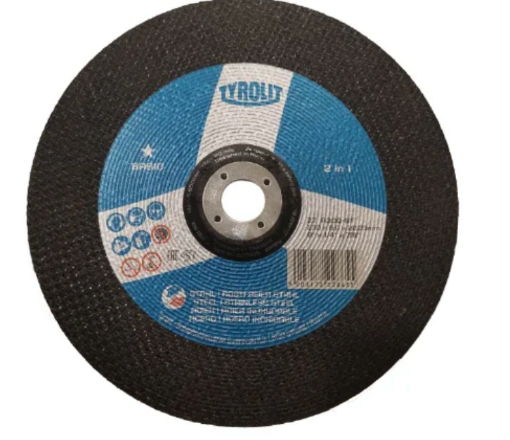 TYROLIT - TN. 222.865 - BASIC 1 STAR - DEPRESSED CENTER GRINDING WHEEL 9" FOR 2-IN-1