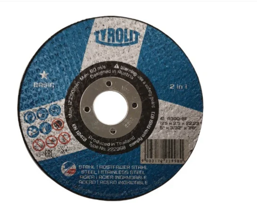 TYROLIT - TN. 3427.4195 - BASIC 1 STAR - STRAIGHT CUT OFF WHEEL 4" FOR 2-IN-1