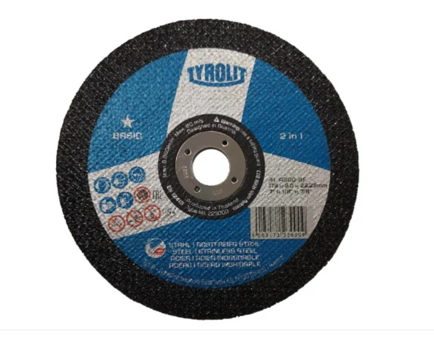 TYROLIT - TN. 223.000 - BASIC 1 STAR - STRAIGHT CUT-OFF WHEEL 7" FOR 2-IN-1