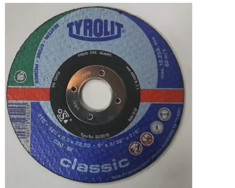 TYROLIT - TN. 223.015 - BASIC 1 STAR - STRAIGHT CUT-OFF WHEEL 5" FOR STONE