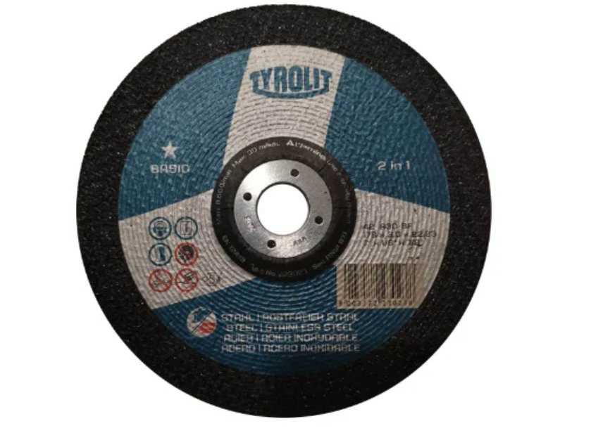 TYROLIT - TN. 223.023 - BASIC 1 STAR - DEPRESSED CENTER CUT-OFF WHEEL 7" FOR 2-IN-1