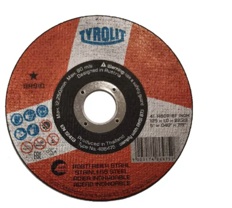 TYROLIT - TN. 486.475 - BASIC 1 STAR - SUPERTHIN CUT-OFF WHEEL 5" FOR INOX
