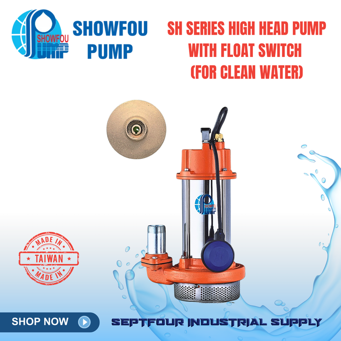 SHOWFOU 1HP (SHA) Series Submersible High Head Pump with Mac 3 Float Switch (SHA) 自動浮球幫浦 (FOR CLEAN WATER) - Made in Taiwan