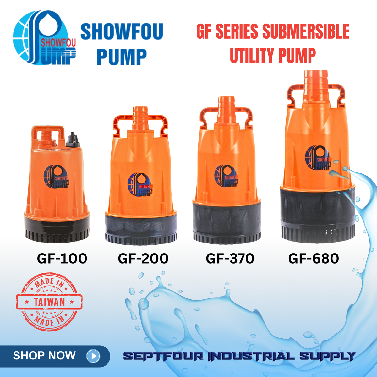 SHOWFOU (GF) Series Submersible/Utility Pump Clean Water Made in