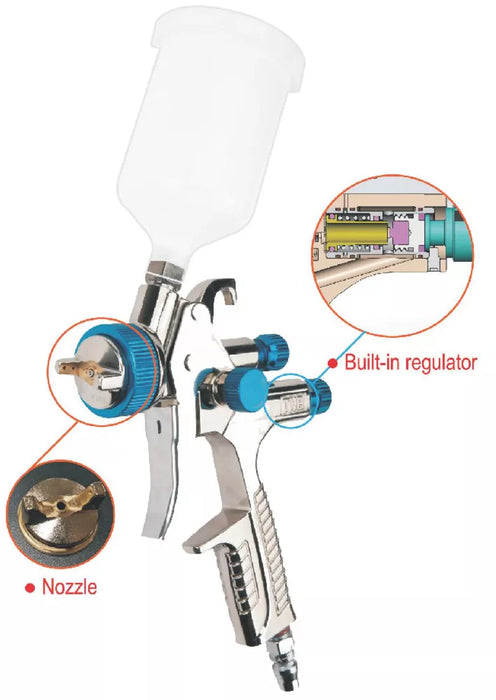 THB Gravity Flow Cup Spray Guns with Built-In Regulator