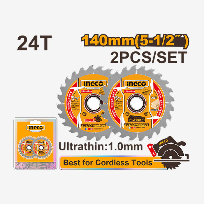 Ingco 140mm(5-1/2")Ultra-Thin TCT Saw Blade Set TSB1403