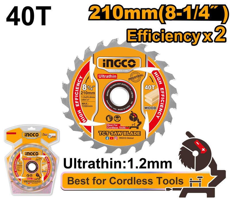 Ingco 8-1/4" (210mm) 40T TCT Saw Blade TSB2103