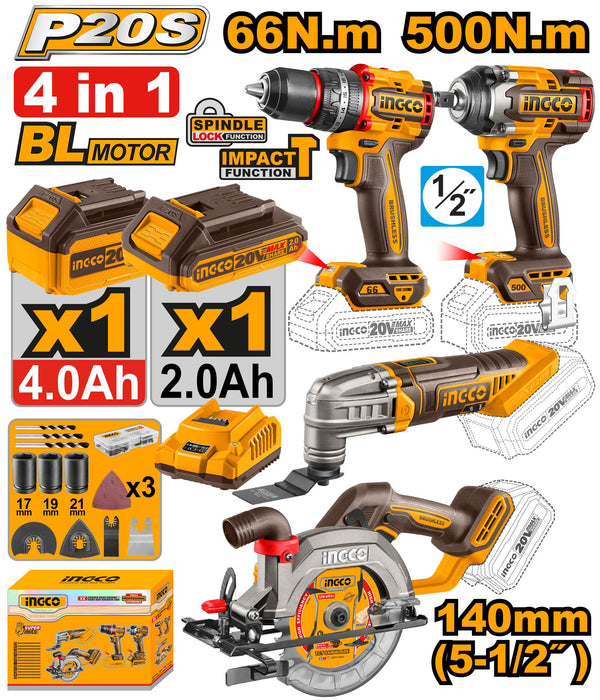 Ingco 4 pcs Cordless Combo Kit COSLI241169