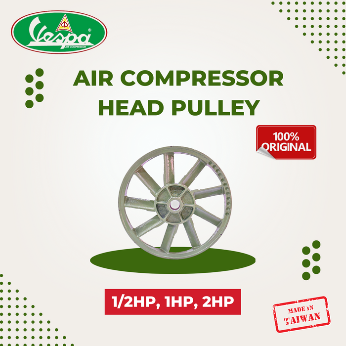 Vespa Air Compressor Head/Pump Pulley for 1/4Hp, 1/2Hp, 1Hp and 2Hp