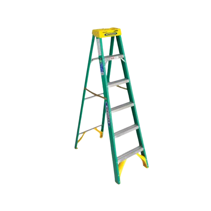 Werner 225lbs Fiberglass Step Ladder A-Type (Green)-  Made In USA
