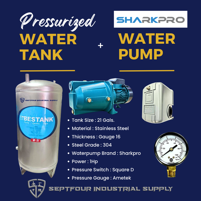 Sharkpro 1/2HP or 1HP Jet Pump with Pressure Tank (set)