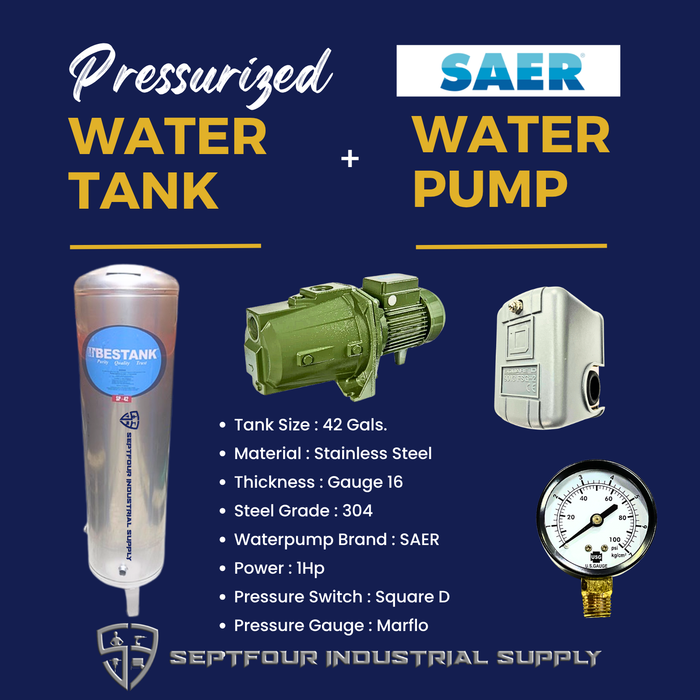 SAER JET Waterpump (Made in Italy) with Stainless Steel Pressurized Tank (set)