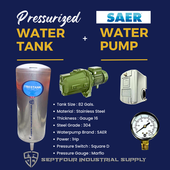 SAER JET Waterpump (Made in Italy) with Stainless Steel Pressurized Tank (set)