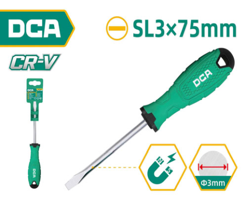DCA Slotted Screwdriver SL3×75mm A09A0101