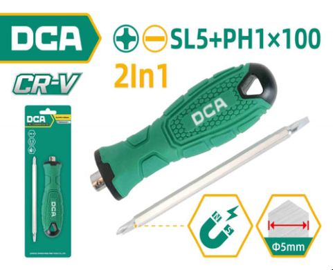 DCA 2 In 1 Screwdriver Set SL5×PH1×1 00mm A09A0301