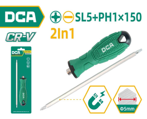 DCA 2 In 1 Screwdriver Set SL5×PH1×1 50mm A09A0302