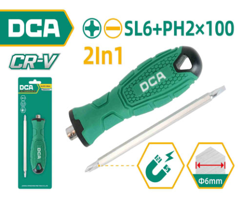 DCA 2 In 1 Screwdriver Set SL6×PH2×1 00mm A09A0311