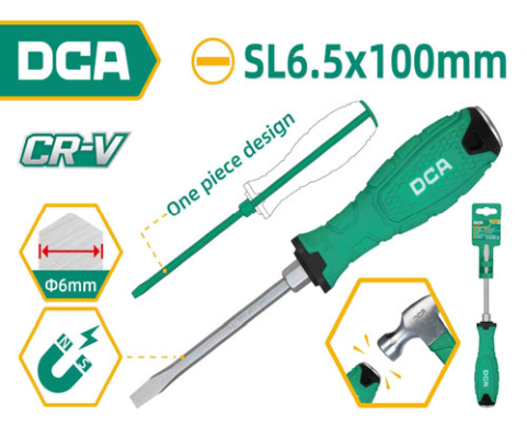 DCA Go-Through Slotted Screwdriver SL6.5×100 mm A09A0401