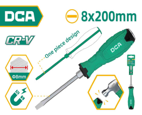 DCA Go-Through Slotted Screwdriver SL8×200m m A09A0405