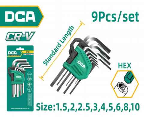DCA Hex Key Set 9 Pcs A09C0101