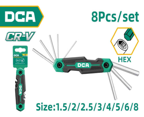 DCA Folding Hex Key Set 8 Pcs A09C0201