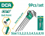 DCA Extra Long Ball Point Hex Key Set 9 Pcs A09D0103
