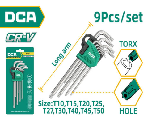 DCA Long Torx Key Set 9 Pcs A09E0102