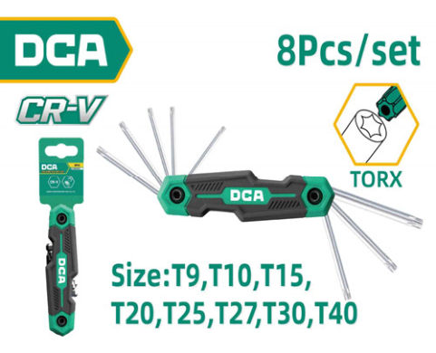 DCA Folding Torx Key Set 8 Pcs A09E0201
