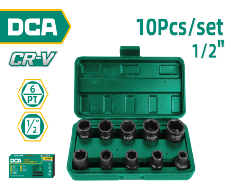 DCA 10Pcs 1/2 Impact Socket Set 10 Pcs A03F6101