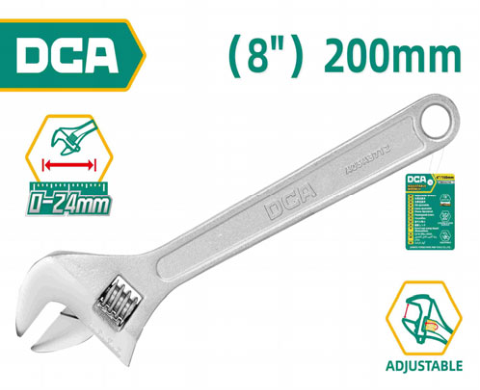 DCA Adjustable Wrench 8" A05A3708