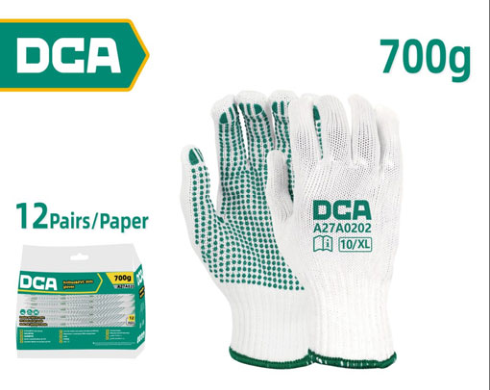 DCA Knitted&Pvc Dots Gloves 700g A27A0202
