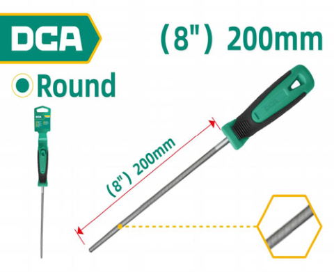 DCA Round Steel File 8"/200mm A11C1108