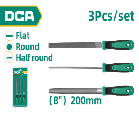 DCA 3 Pcs Steel File Set 8"/200mm A11C1903