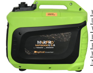 MARPRO Silent Gasoline Inverter Generator MP2200IHD