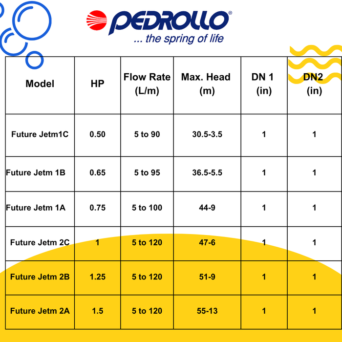 Pedrollo Self-Priming Centrifugal Pumps -Future Jet  -Made In Italy