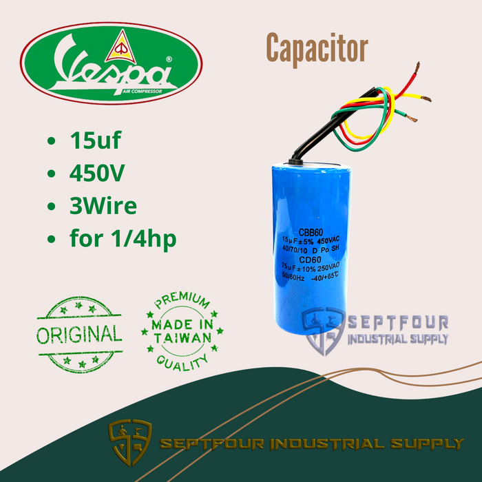 Vespa Air Compressor Motor Starting/Running (Dual) Capacitor for 1/4Hp/ 1/2Hp/ 1Hp/ 2Hp