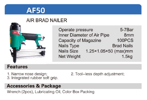 DCA Air Brad Nailer AF50 - SEPTFOUR INDUSTRIAL SUPPLY