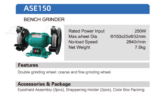 DCA 6” 250Watts Bench Grinder ASE150 - SEPTFOUR INDUSTRIAL SUPPLY