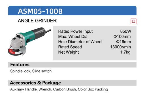 DCA 4” 850Watts Angle Grinder ASM05-100B - SEPTFOUR INDUSTRIAL SUPPLY