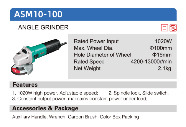 DCA 4” 1020Watts Angle Grinder (Variable Speed) ASM10-100A - SEPTFOUR INDUSTRIAL SUPPLY