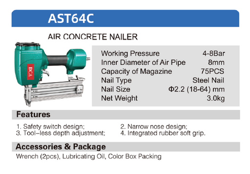 DCA Air Concrete Nailer AST64C - SEPTFOUR INDUSTRIAL SUPPLY