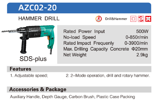 DCA 20mm Hammer Drill AZC02-20 - SEPTFOUR INDUSTRIAL SUPPLY