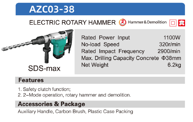DCA 38mm Hammer Drill AZC03-38 - SEPTFOUR INDUSTRIAL SUPPLY