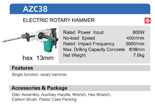 DCA 38mm Rotary Hammer AZC38 - SEPTFOUR INDUSTRIAL SUPPLY