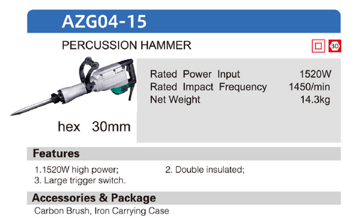 DCA 1520Watts Percussion Hammer AZG04-15 - SEPTFOUR INDUSTRIAL SUPPLY
