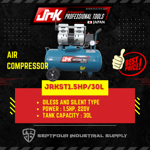 JRK Kawasaki 1.5Hp Silent & Oiless Air Compressor JRKST1.5HP/30L