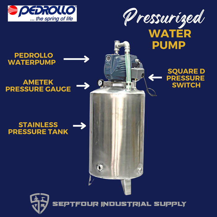 PEDROLLO JET Waterpump with Stainless Steel Pressurized Tank