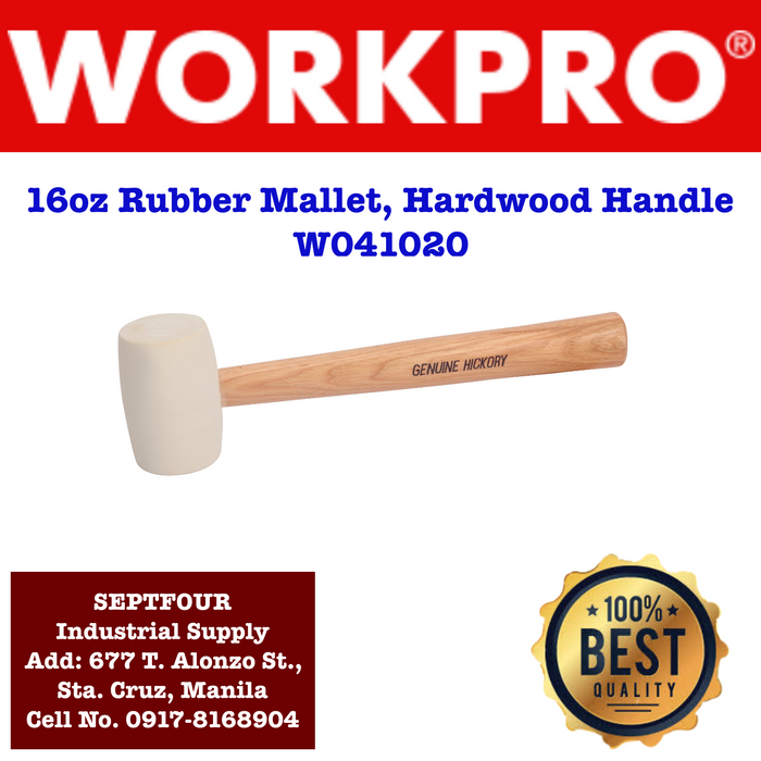 Workpro Rubber Mallet with Hardwood Handle #W041020 - SEPTFOUR INDUSTRIAL SUPPLY
