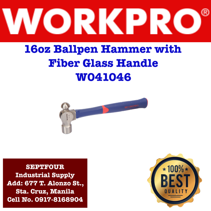 Workpro Ball Pein Hammer with Fiberglass Handle - SEPTFOUR INDUSTRIAL SUPPLY