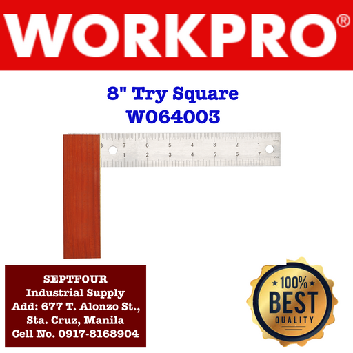 Workpro 8" Try Square #W064003 - SEPTFOUR INDUSTRIAL SUPPLY